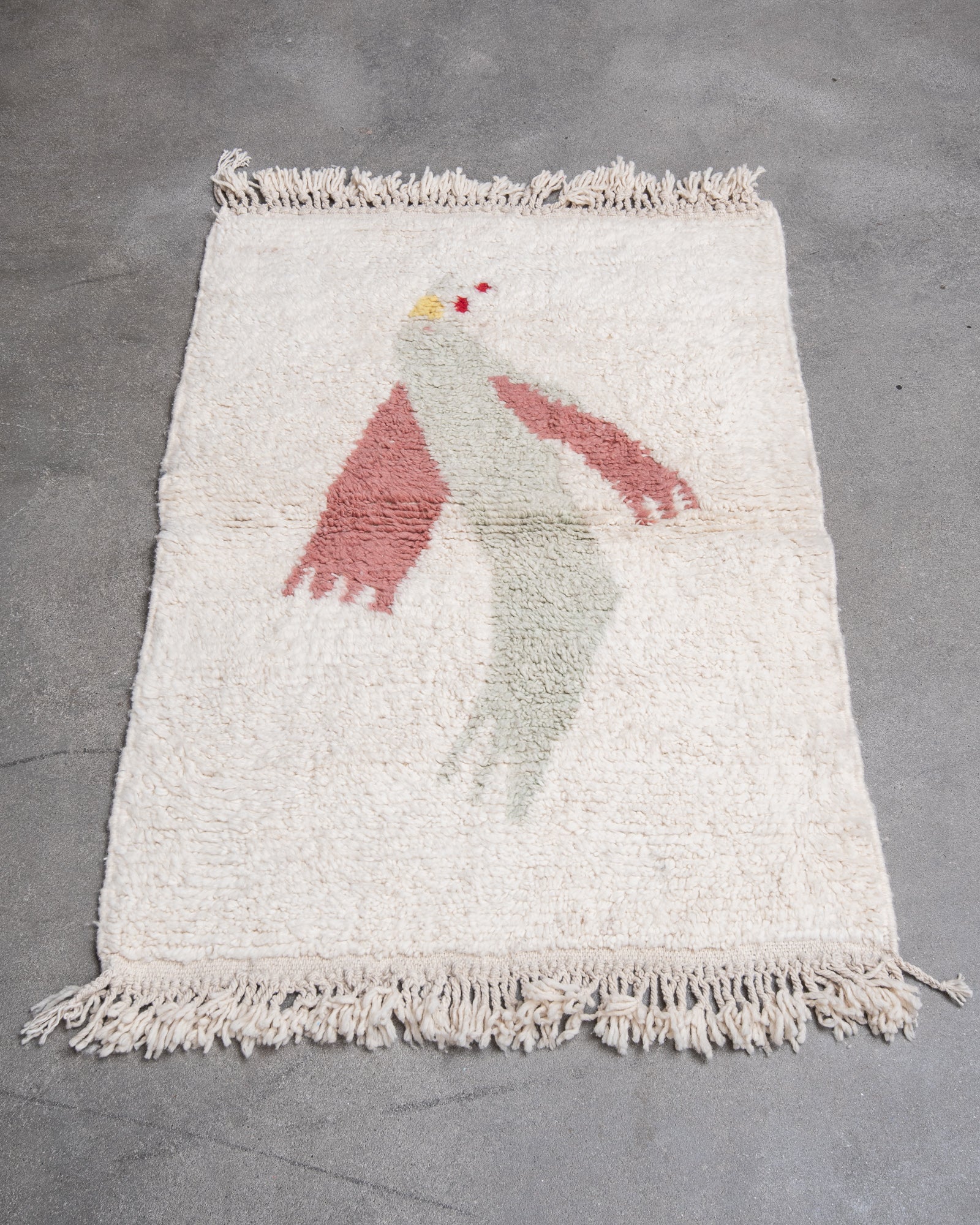 Modern, designer, handcrafted Berber rug from Morocco. Beniourain carpet with beautiful colours and patterns and fluffy wool texture.